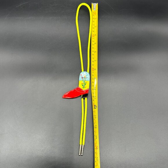 Western Bolo Tie Hand Painted Wooden Christmas Cowboy Boot Cactus Retro Kitsch - Picture 5 of 6